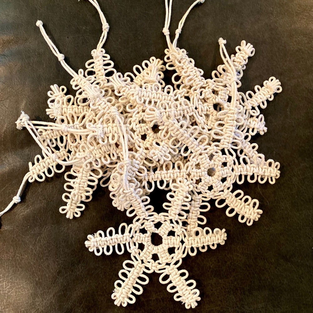 9 Crocheted Snowflakes (6” Diameter)